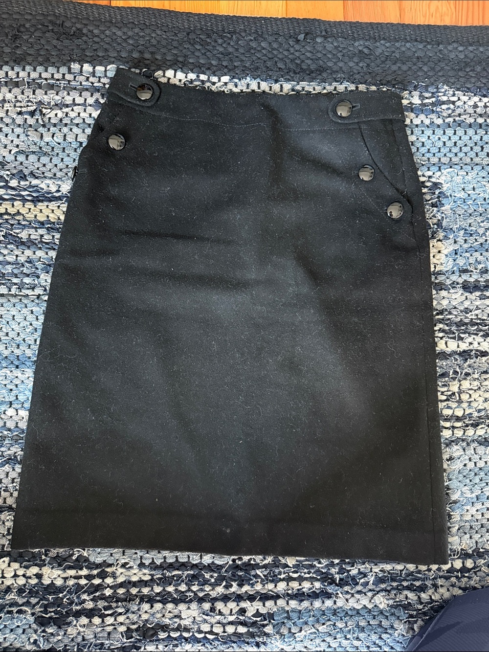 *3/20* J. Crew Black Button-Accent Wool Pencil Skirt